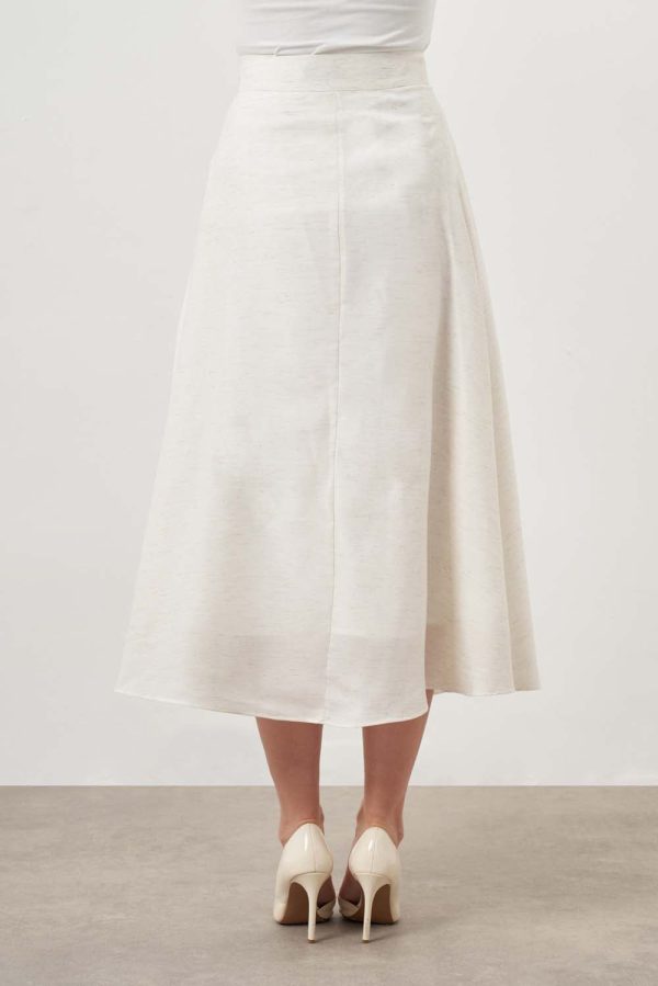 Mizalle Midi Skirt Ecru Apparel - Image 2