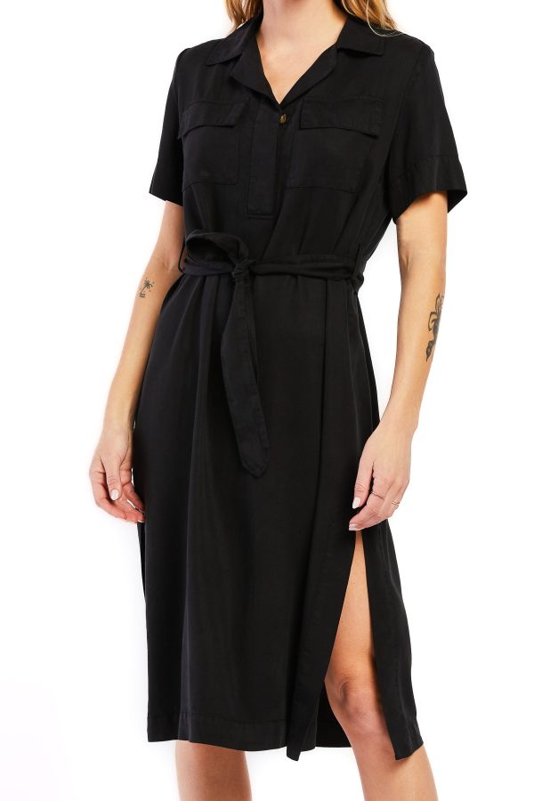 Short Sleeve Half Button Pop Over Shirt Dress - Image 2