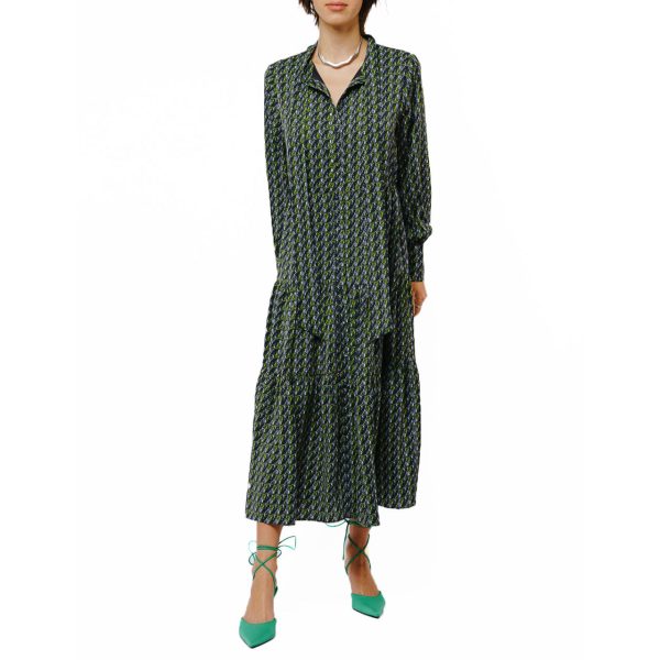 Zamara Tie Neck Long Sleeve Tier Maxi Dress - Image 2