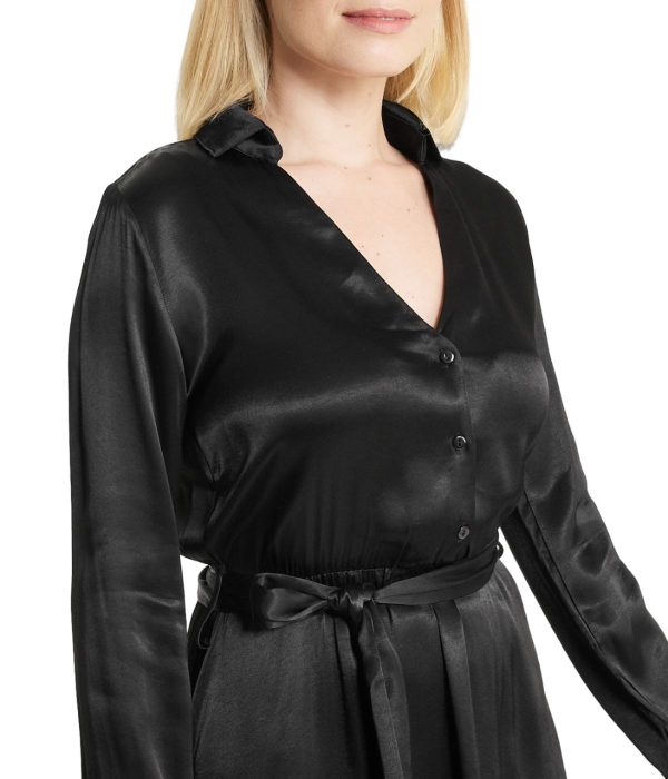 Satin Shirt Dress - Image 4