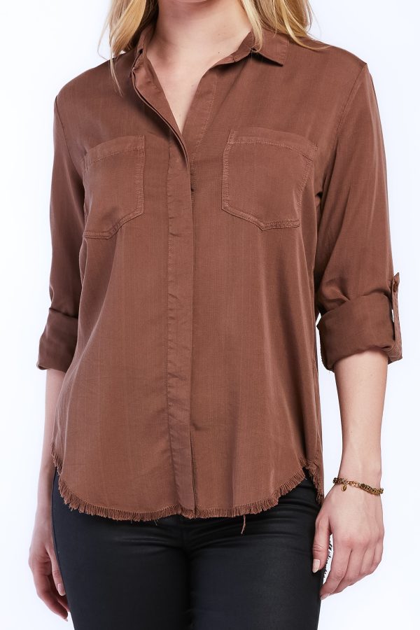 Riley Rolled Tab Sleeve Button Down Shirt Double Chest Pockets - Image 2