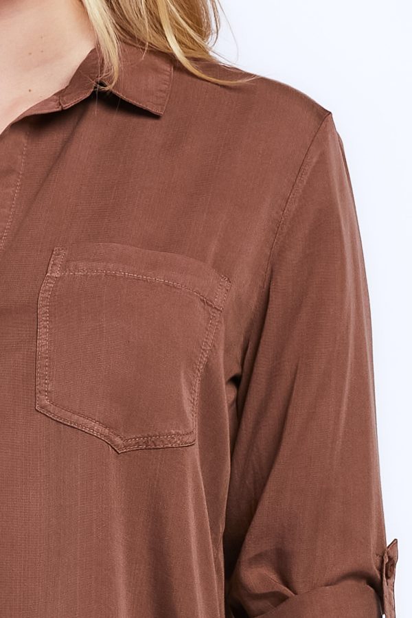 Riley Rolled Tab Sleeve Button Down Shirt Double Chest Pockets - Image 3