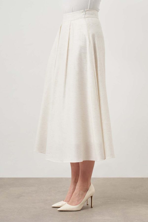 Mizalle Midi Skirt Ecru Apparel - Image 4