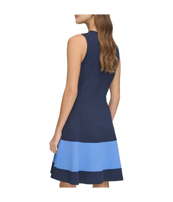 Sleeveless Fit & Flare Dress Navy Multi - Image 2