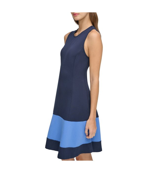 Sleeveless Fit & Flare Dress Navy Multi - Image 3